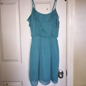 Blue and Pink Polka Dot Mini Dress